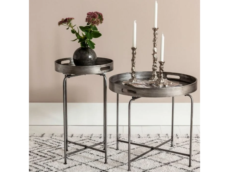 MabellaStyle ZOEY Bakkebord 2 størrelser Grå Pynt og Interiør