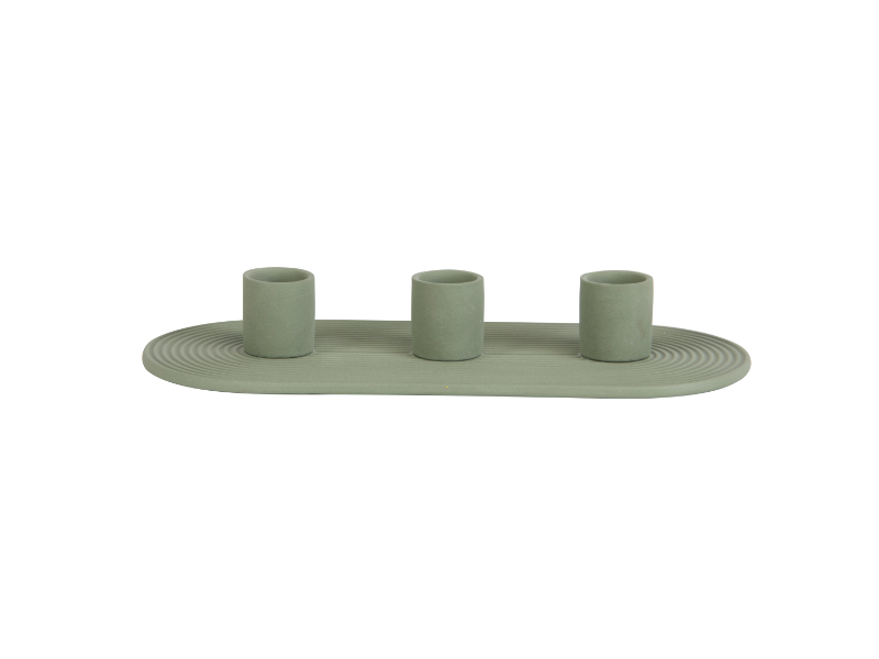 KERA 3 lysestage – Olivengrøn – Keramik – House of Sander-Pynt og Interiør