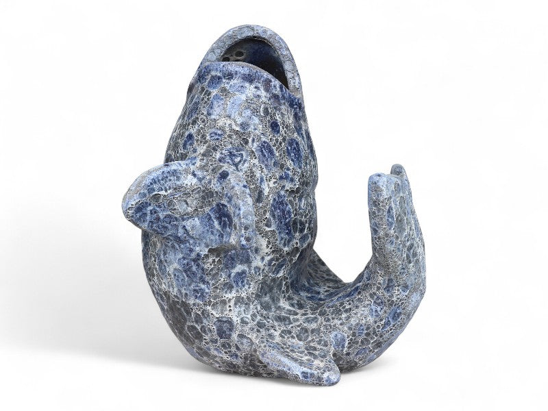 HAVEFIGUR- KÆMPE BLÅ FISK-LAVA 42x38x43cm