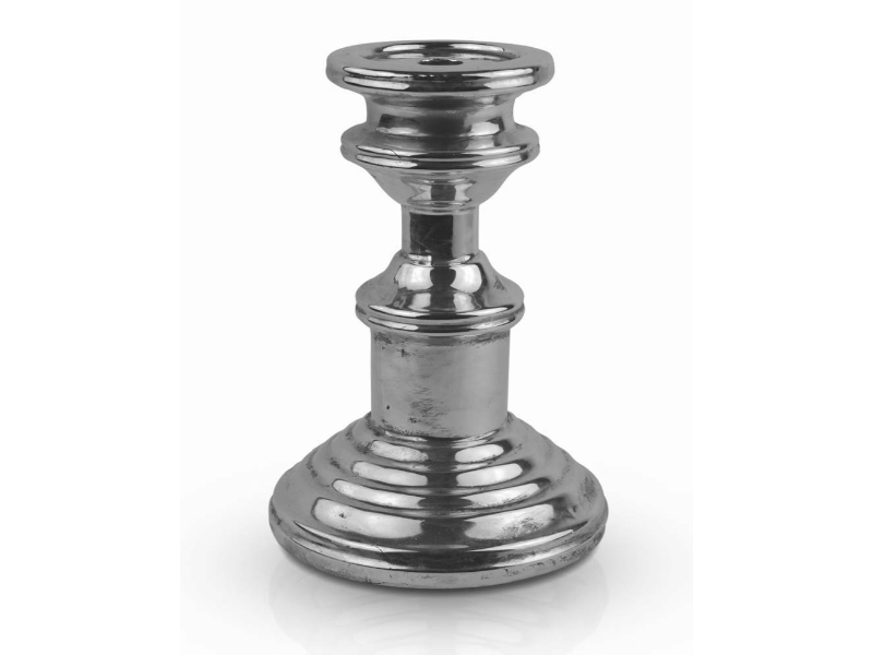 Mabella Lysestage keramik / Antik sølv Ø15xH2cm