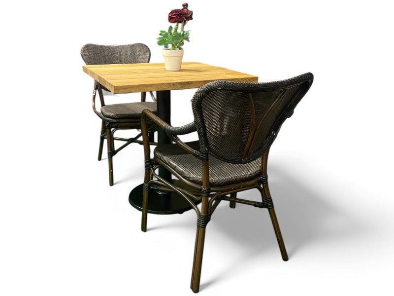 EGETRÆ Planke havebord og 2 Colmar stole