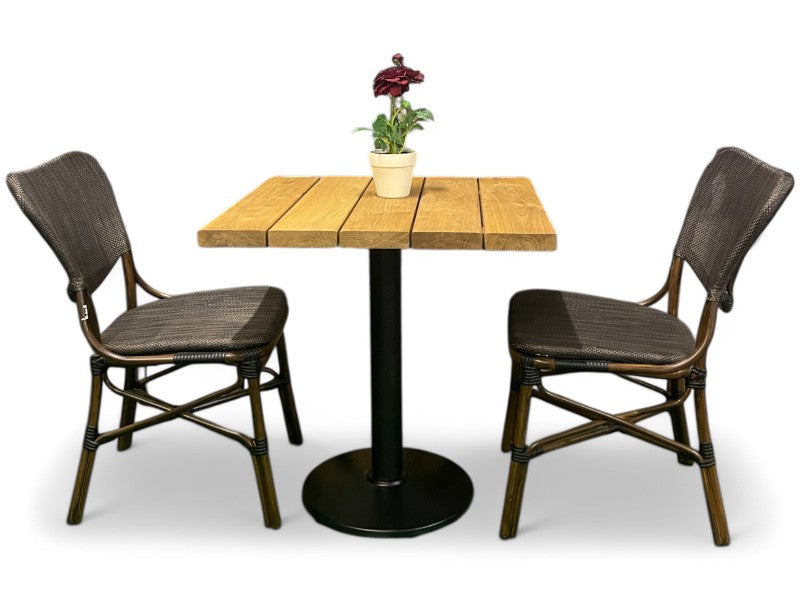 EGETRÆ Planke havebord og 2 Colmar stole