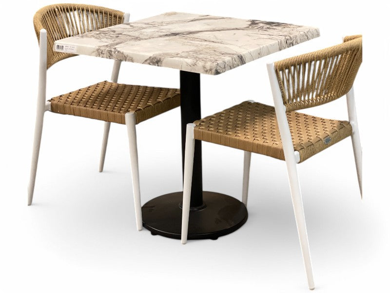 Laminat marmor struktur havebord og 2 Astrid stole