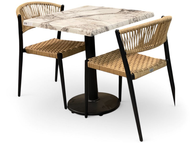 Laminat marmor struktur havebord og 2 Astrid stole