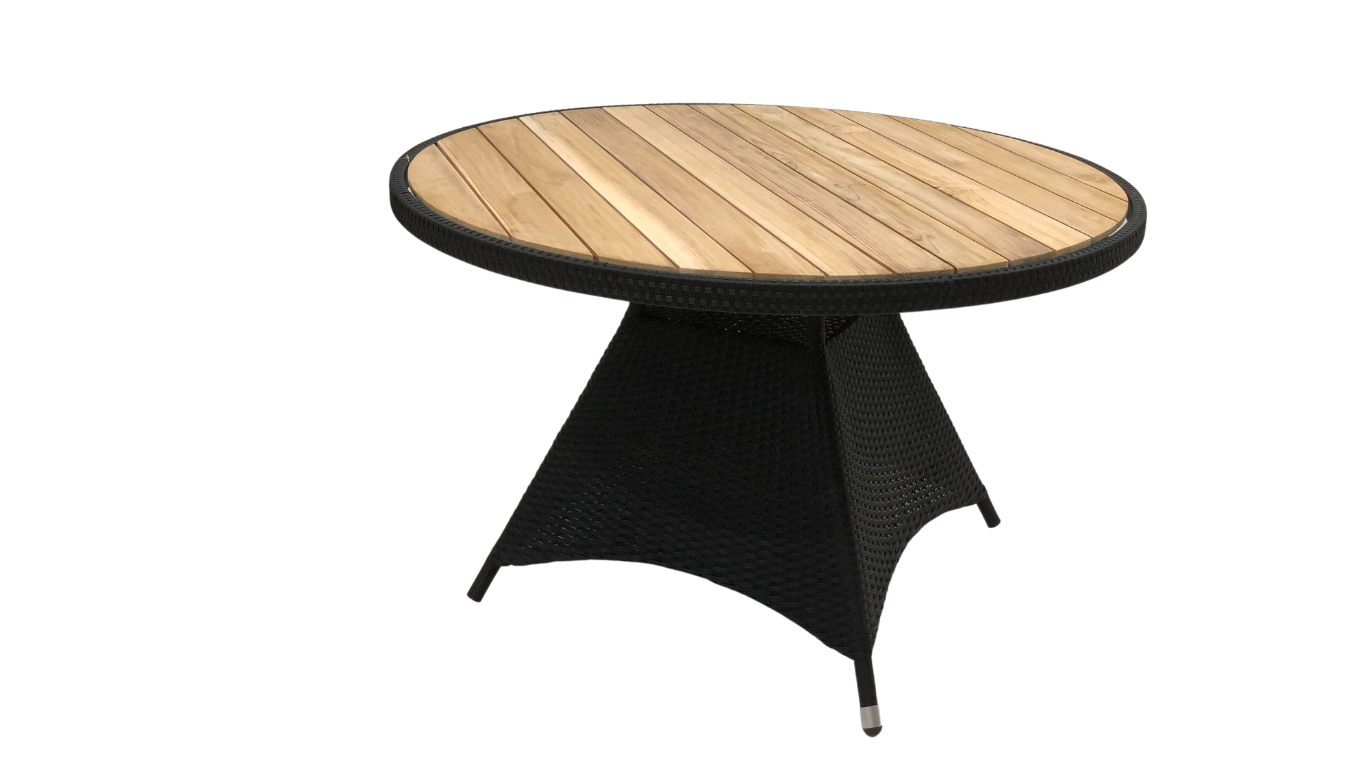 Rundt bord Ø120cmx75cm og 4 sorte stole UDSTILLINGSMODELLER