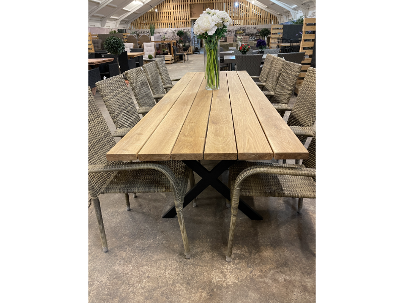 Planke Bord i Dansk massivt Egetræ -Havebord