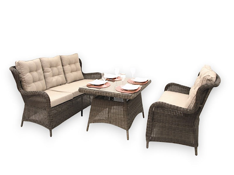 Havemøbler - QUEEN loungesæt 3-personers sofa + 2-personer sofa og bord