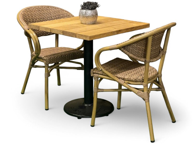EGETRÆ Planke havebord og 2 cafestole