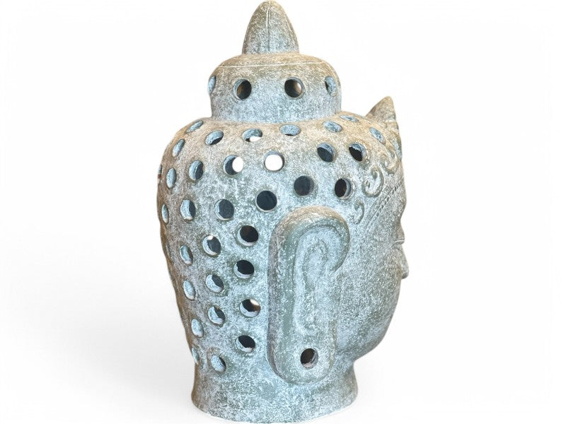 BUDDHA-HOVED Lanterne ,Grå terracottta