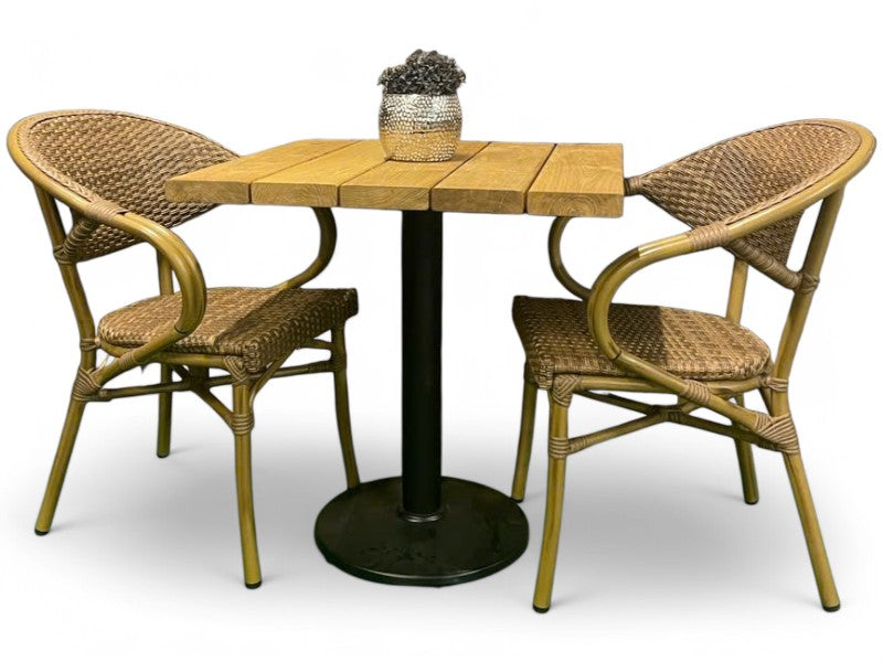 EGETRÆ Planke havebord og 2 cafestole