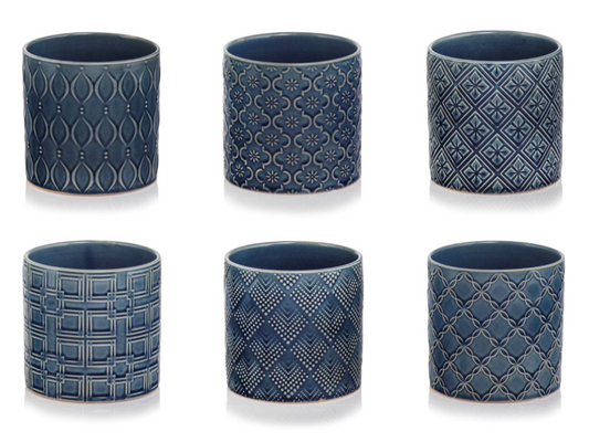 Mabella Urtepotte keramik - Mix mørkeblå farvet