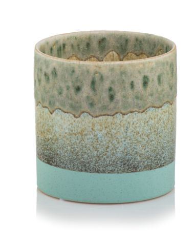 Mabella Urtepotte cylinder form keramik - Mix blågrøn farvet