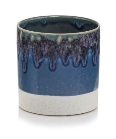 Mabella Urtepotte cylinder form keramik - Mix blågrøn farvet