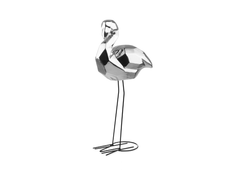 Mabella Flamingo figur i keramik - Sølvfarvet