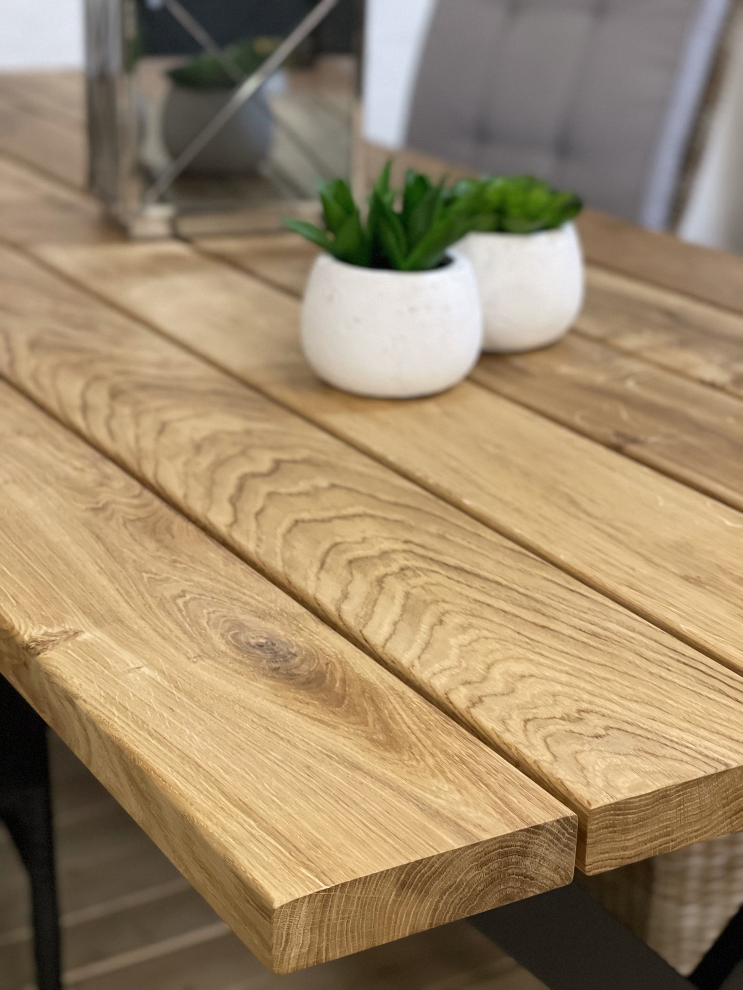 Planke Bord i Dansk massivt Egetræ -Havebord