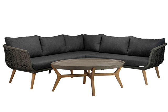Loungemøbler - NORWICH Hjørnesofasæt med Oval cement bord