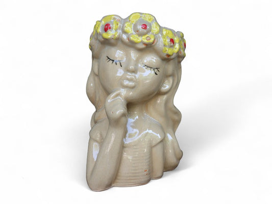 Urtepotte-Pige figur-Gul 25553