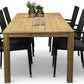 BEDFORD TEAK Havebord 200cm og 6 stabels sort havestole