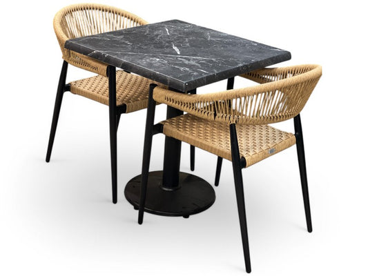 Laminat marmor struktur havebord og 2Teddy stole