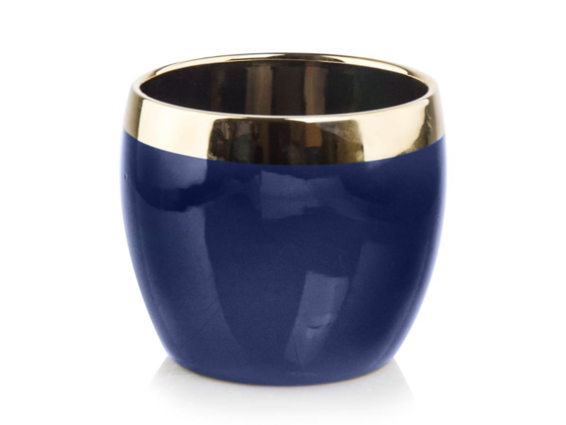 Mabella Urtepotte Guld kant-blå farvet / keramik