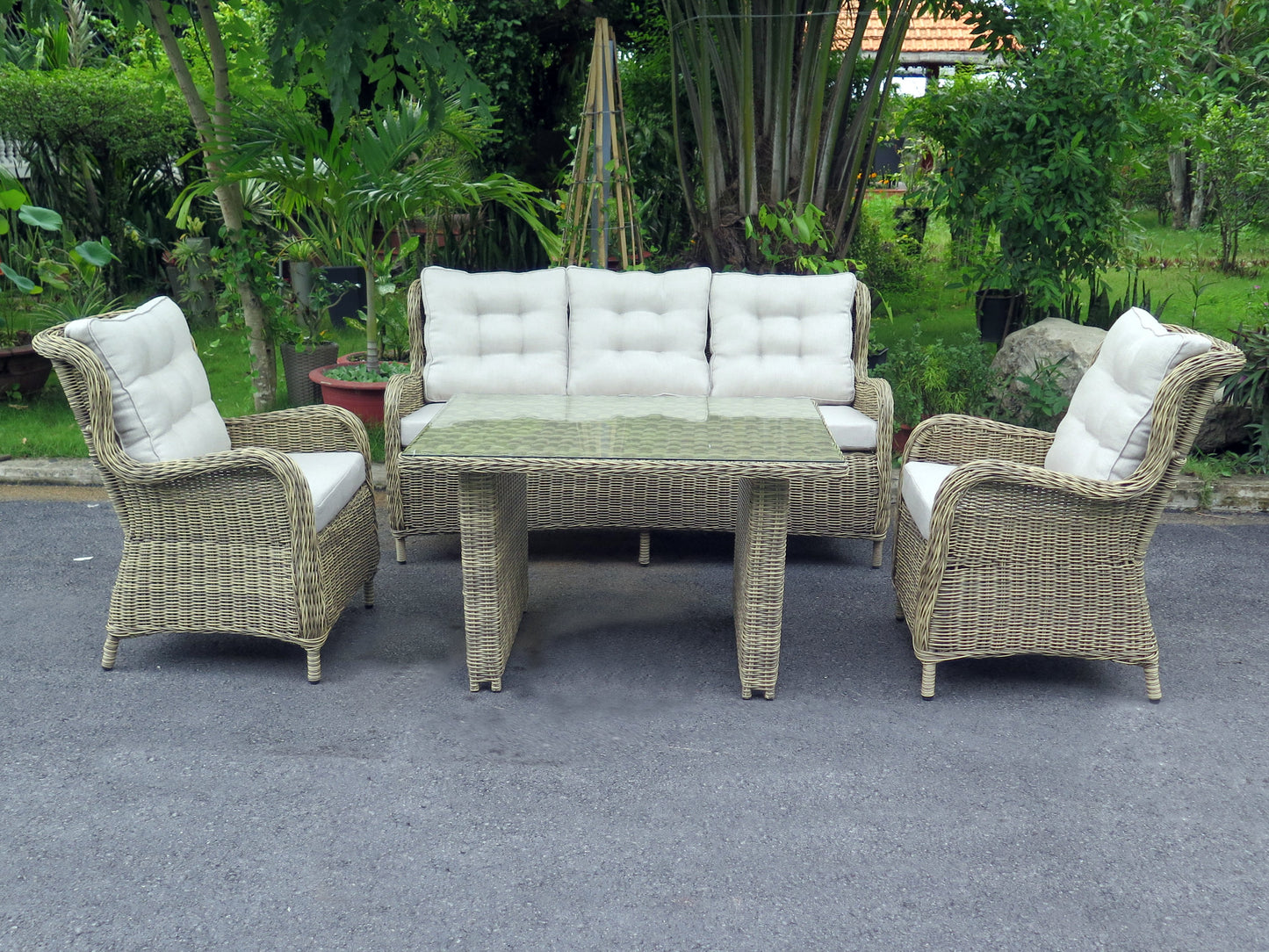 Havemøbler - QUEEN loungesæt 3 p.sofa + 2 stole +1 bord